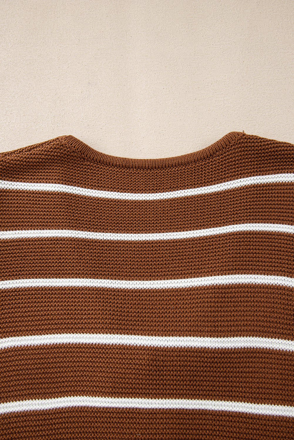Chestnut Tie Front Striped Knit V Neck Cardigan Sweater