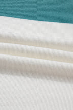 Green Color Block Plain Ribbed Knit Baggy Sweater