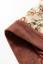 Clay Ribbed Retro Floral Patchwork Shirt Style Jacket