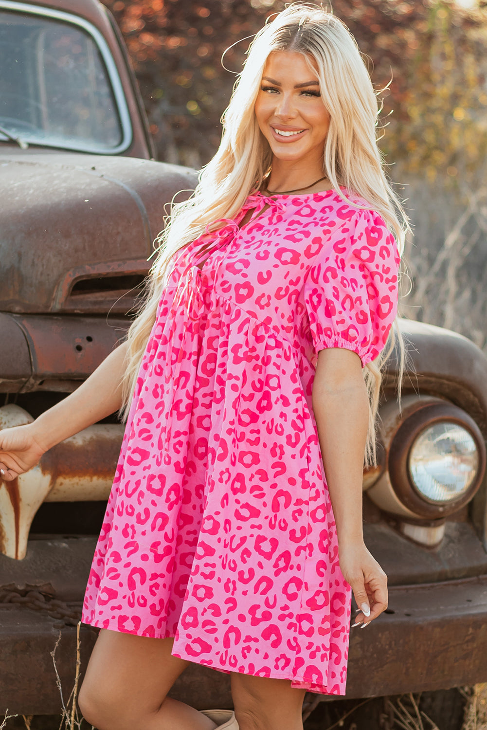 Rose Leopard Mini Dress