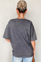 Medium Grey TEXAS Steer Head Graphic Mineral Wash Oversized T Shirt