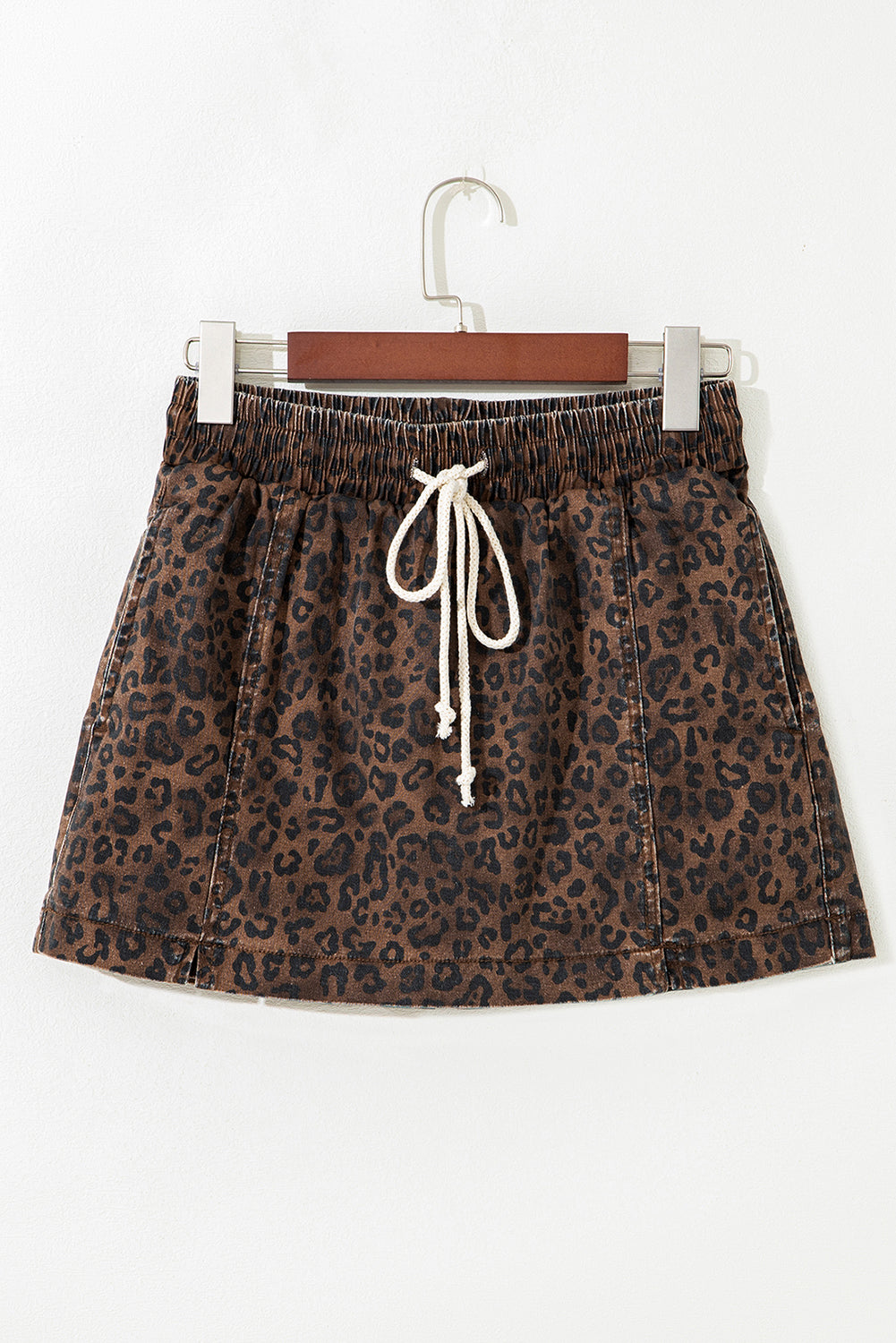Leopard Print Denim Skort
