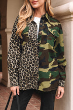 Brown Leopard Camo Patchwork Oversize Shacket