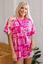 Rose Howdy Cowboy Letter Printed Western Fashion Tee