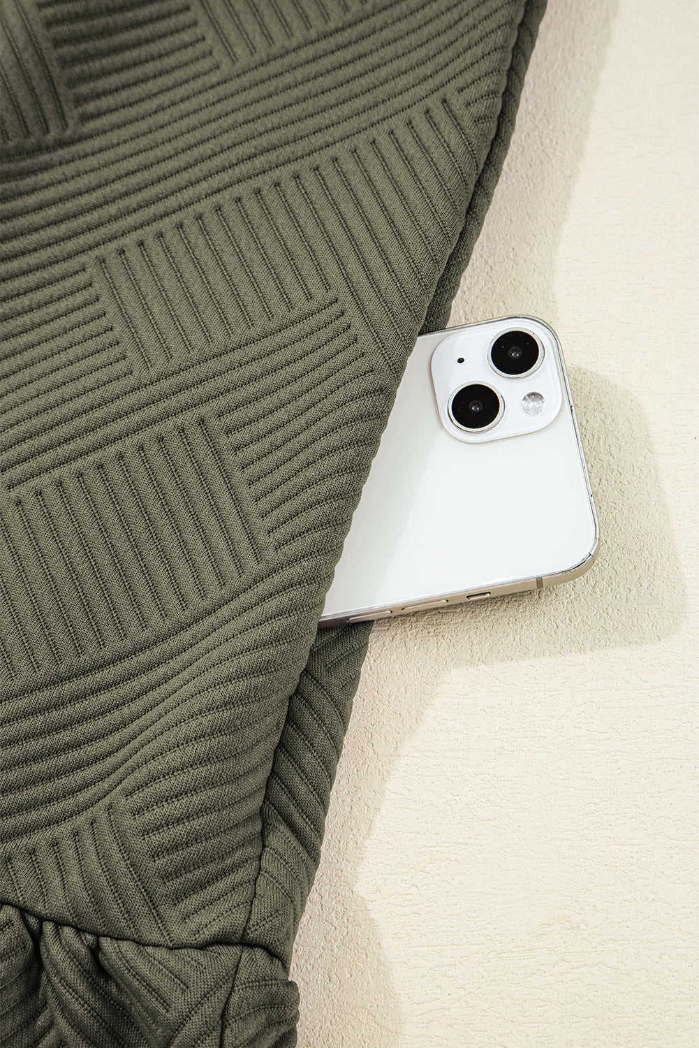 Jungle Green Quarter Zip Collar Bracelet Sleeve Textured Mini Dress