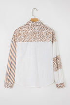 Khaki Leopard Striped Western Casual Shirt