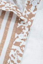Khaki Leopard Striped Western Casual Shirt