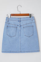 Beau Blue Western Embroidered Denim Mini Skirt