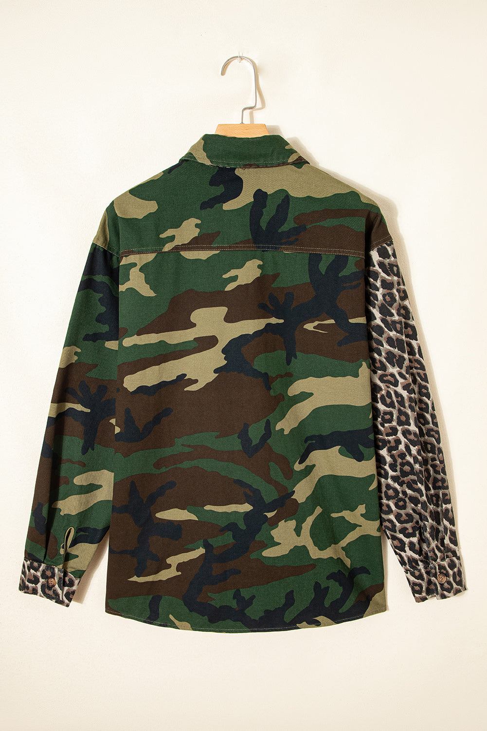 Brown Leopard Camo Patchwork Oversize Shacket